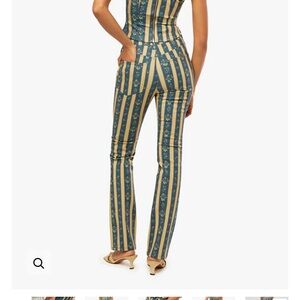 WeWoreWhat Teal and Beige Striped Jumpsuit
